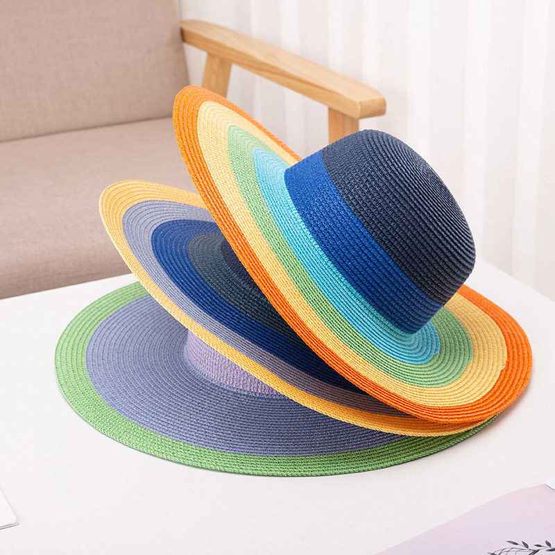 Пайдаланушы логотипі Rainbow Stripe Floppy Straw Hat