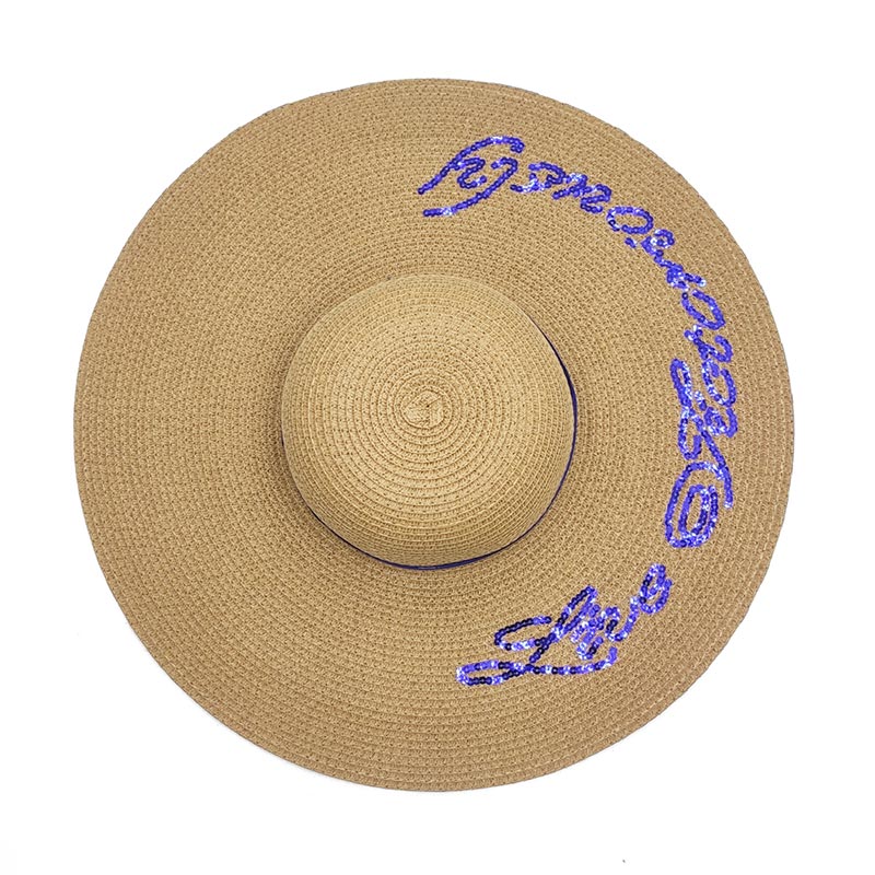 Реттелетін блестки Логотип Big Brim Floppy Straw Hat